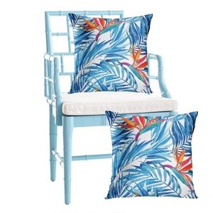 Luxury Home | Coastal Chic 🌴 Tropical Blue Watercolor Palm Print Pillow Covers